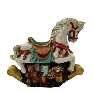 Vintage Cast Iron Rocking Horse Doorstop Christmas Figurine Toys Holiday Decor